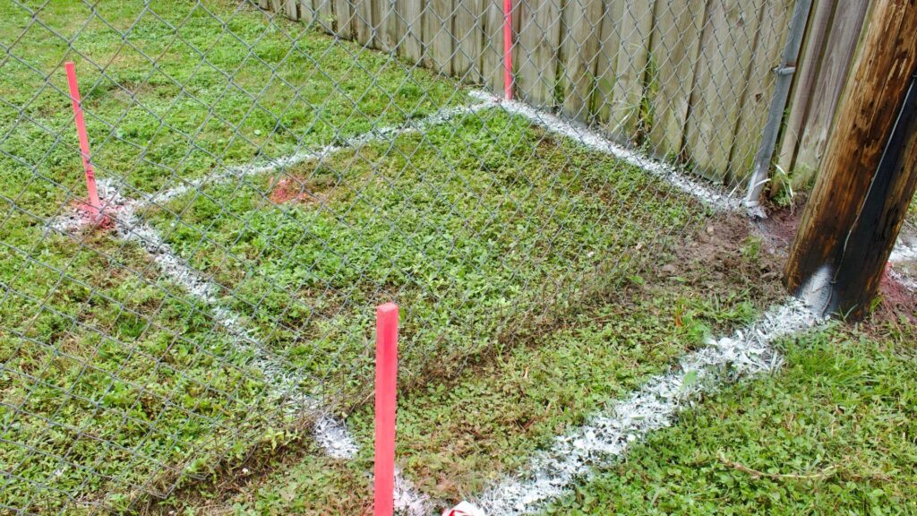 Example of a Utility Easement marked out with white paint