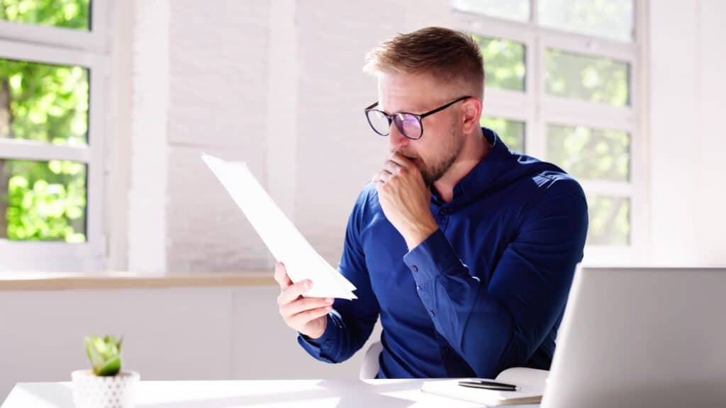 Lawyer reviewing details of intestacy.